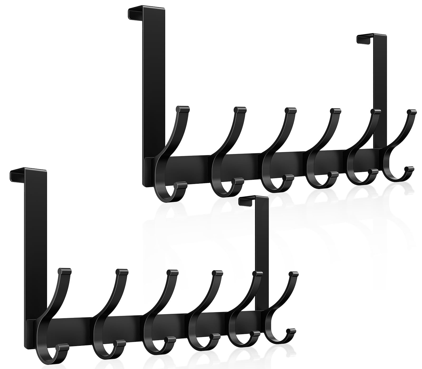 Optish Over The Door Hooks, Door Hanger Hooks for Hanging, Over The Door Towel Racks for Bathroom, Coat Rack Door Towel Hanger Towel Hooks (2Pack, Black)