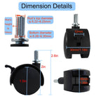 Pndbnq Swivel Caster Wheels 4 Pack 1.5 Inch Locking Casters with 6.25mm Diameter Straight-line Stem, Wheel Replacement for Plastic Furniture Drawer Carts, Boxes, Cabinets, Shelves with Reserved Holes