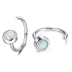 Huggie Hoop Earring 925 Sterling Silver Synthetic White Opal Earrings for Women Open Hoop & Half Hoop Earrings Tiny Hug Hoops