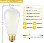 HOMOSUM E26 Frosted LED Edison Bulbs, 4W, Equivalent 40W, Soft White 3000K,400LM,AC120V,Dimmable ST58 Frosted Vintage Bulbs with 90+ CRI, Pack of 6 (4W=40W Soft White)