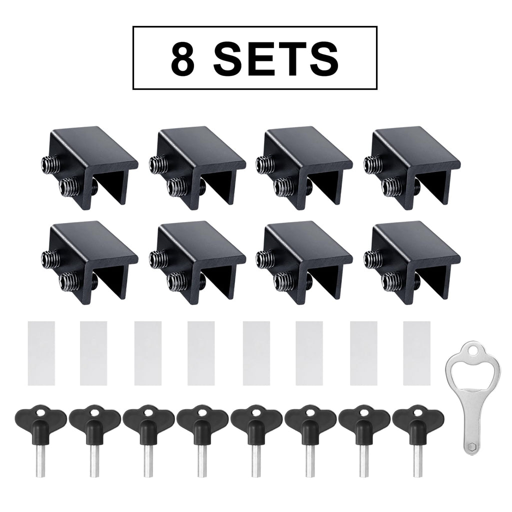 ZRFCXE Window Locks,8 Pack Sliding Window Locks with Key for Vertical & Horizontal Sliding Windows Doors,Easv to Install,Adjustable Security Window Lock for Patio Bedroom Home and Office (Black)