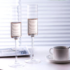 BACLIFE Hand Blown Champagne Flutes, Crystal Champagne Glasses Set 6, 6.5oz
