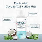 Kirk's 3-in-1 Head to Toe Nourishing Liquid Cleanser- for Men, Women & Children - Premium Coconut Oil & Aloe Vera- Non GMO & Vegan -Fragrance Free - 32 Fl Oz.