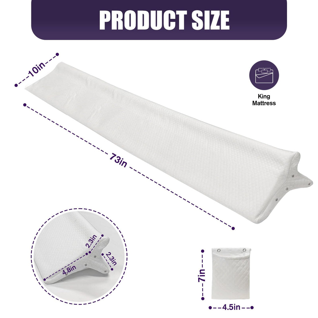 JZHLLA Triangle Bed Gap Filler King High Density Foam Headboard Gap Filler Pillow with 2 PCS Pockets and Removable Washable Cover, Prevent Items from Falling