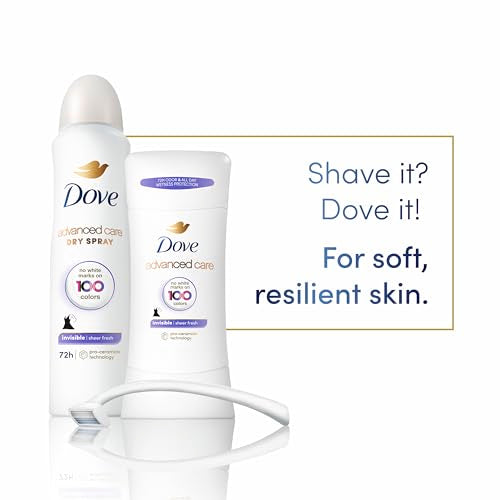 Dove Advanced Care Invisible Dry Spray Antiperspirant Deodorant No White Marks on 100 Colors Sheer Fresh 48-Hour Sweat and Odor Protecting Deodorant for Women 3.8 oz, Pack of 12