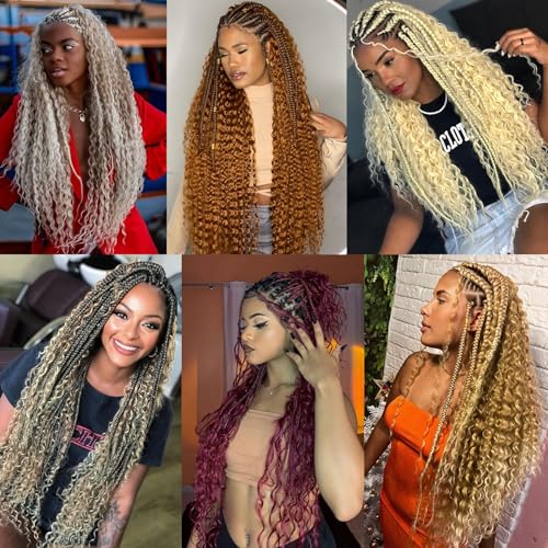 ZRQ 24 Inch Ocean Wave Crochet Hair 7 Packs Curly Braiding Hair Deep Wave Twist Crochet Hair for Boho Goddess Box Braids Goddess Locs Bohemian Braiding Hair Extensions #T27613