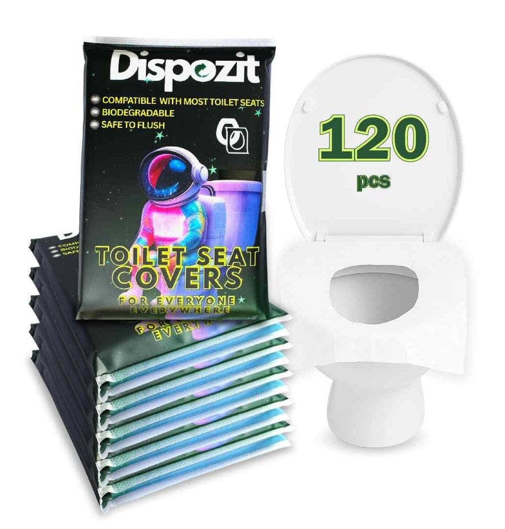 XL 10 Pcs disposable flushable toilet seat covers 100% Biodegradable for Travel Public Toilets for Adults and Toddlers & Kids | Compact Universal Toilet seat Cover | DISPOZIT