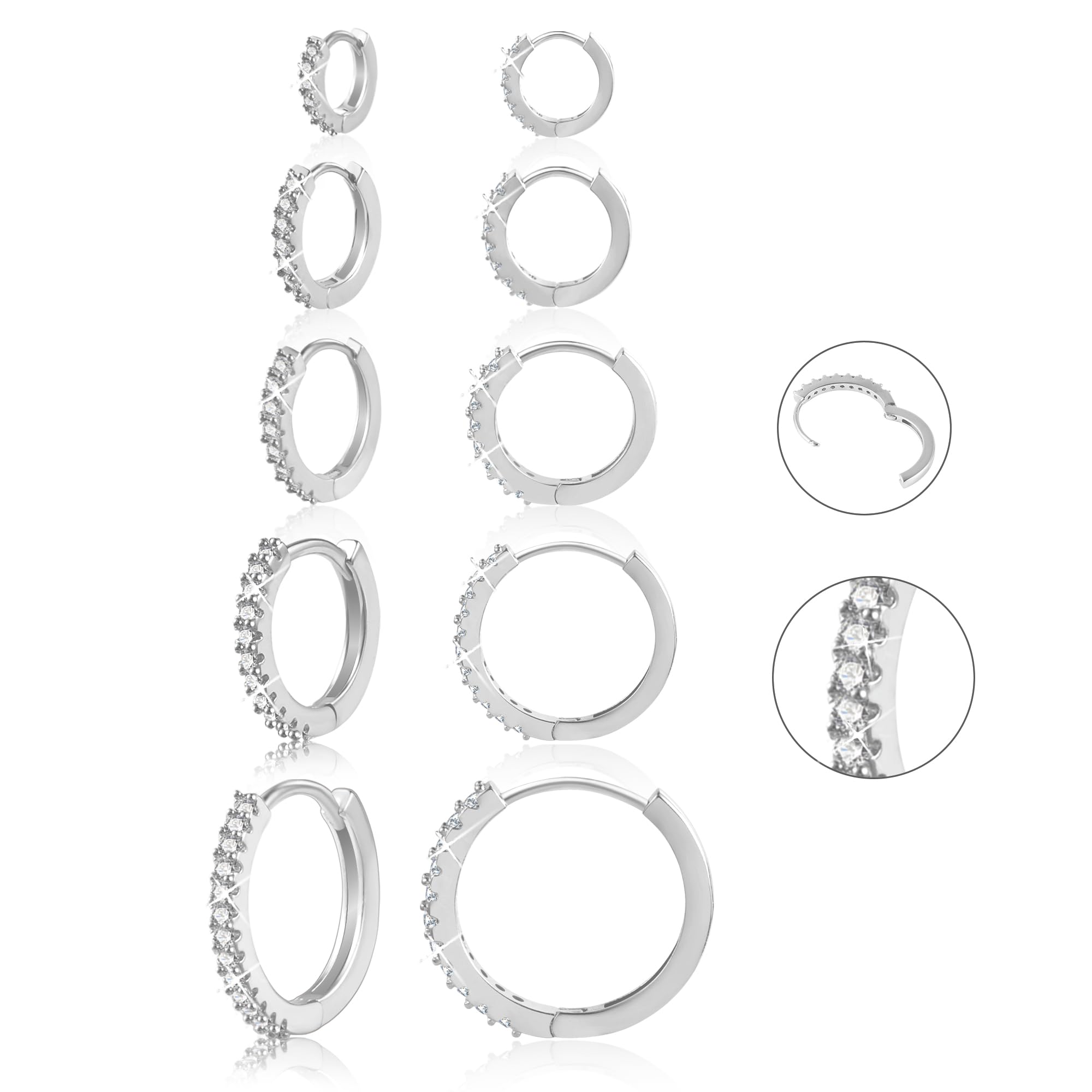 Small Silver Hoop Earrings for Women- Huggie Hoops Cartilage Earring Set