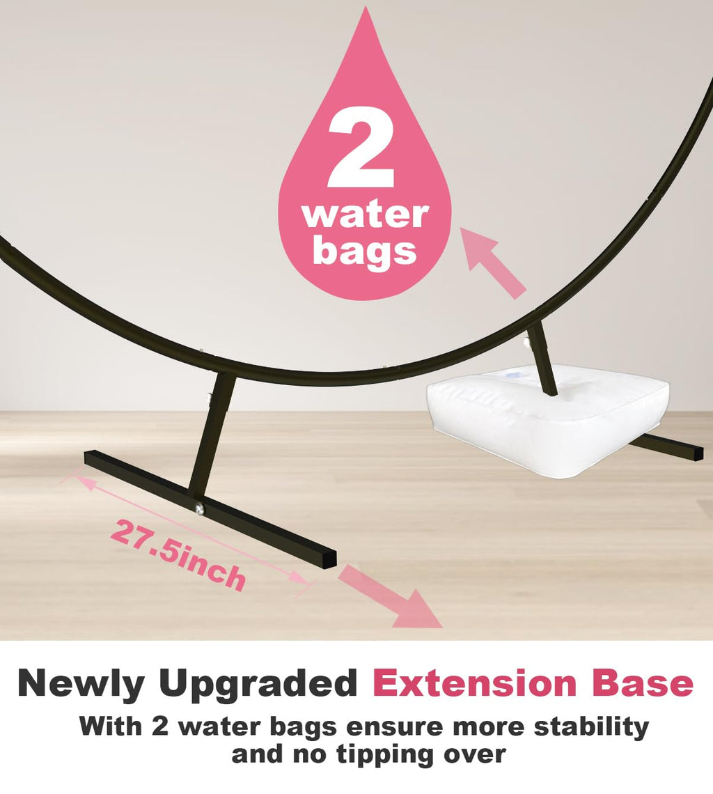 Fandature 7.4FT Round Backdrop Stand with Two Water Bags for Party, Black