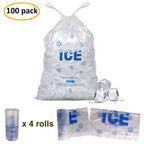 Belinlen 100 PACK 10 lb. Plastic Drawstring Ice Bags 12" x 21" Heavy-Duty