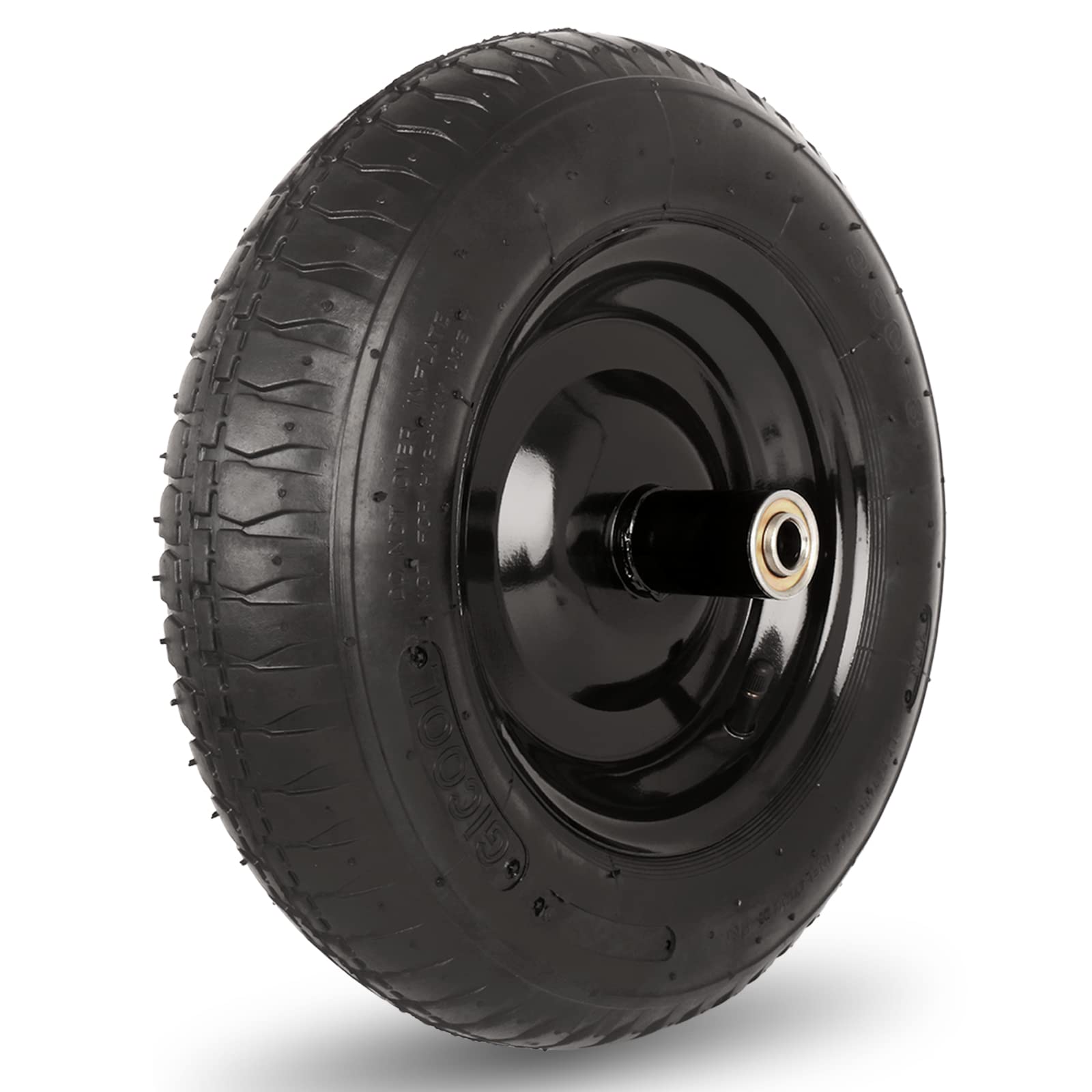 GICOOL 14.5" Wheelbarrow Tire, 3.50-8” Pneumatic Tire, Universal Wheelbarrow Wheel for 4.80/4.00-8”, 4.00-6”, and 2.50-8”, with 6" Centered Hub, 5/8" Axle Bore Hole, Sealed Bearings