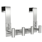 PMMASTO Over The Door Hooks, Fits 1-3/4" Thick Door No Drill Hooks for Closet Bathroom Bedroom Organization, Hanger for Coat Towel Robe (Silver, 4 T-Hooks)