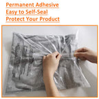 Belinlen 200 Count 12x15 Inch Self Seal Clear Poly Bags with Suffocation Warning for Packaging Clothing, T Shirts, Decorative Wrappers and More with Permanent Adhesive (1.5mil)