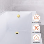 Gold Bathtub Drain Tip-Toe Tub Trim Set with Two-Hole Overflow Faceplate Bathroom Tub Drains Replacement Conversion Tub Drain Kit Assembly with Universal Fine & Coarse Thread