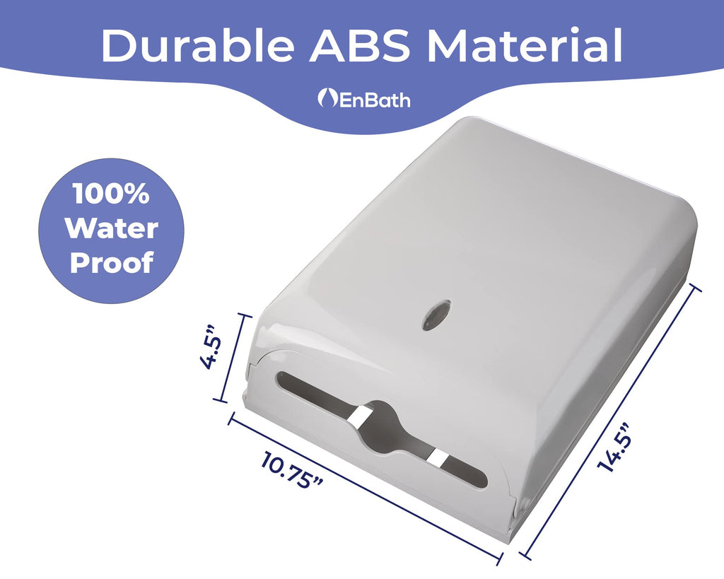 Commercial Paper Towel Dispenser Wall Mount, Holds 500 Multifold, Trifold, Z Fold, C Fold Hand Towels for Bathroom/Restroom, Office, Shop, or Home (White)