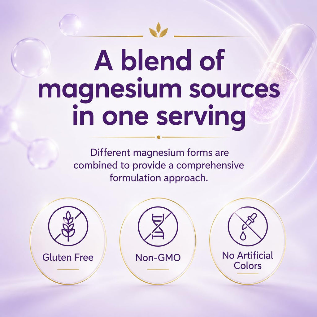 ANEFOSE HerMag 20-in-1 Magnesium Complex, 12 Forms of Magnesium with Vitamin B6, Zinc & Nutrient Blend, Daily Wellness Supplement, 90 Capsules