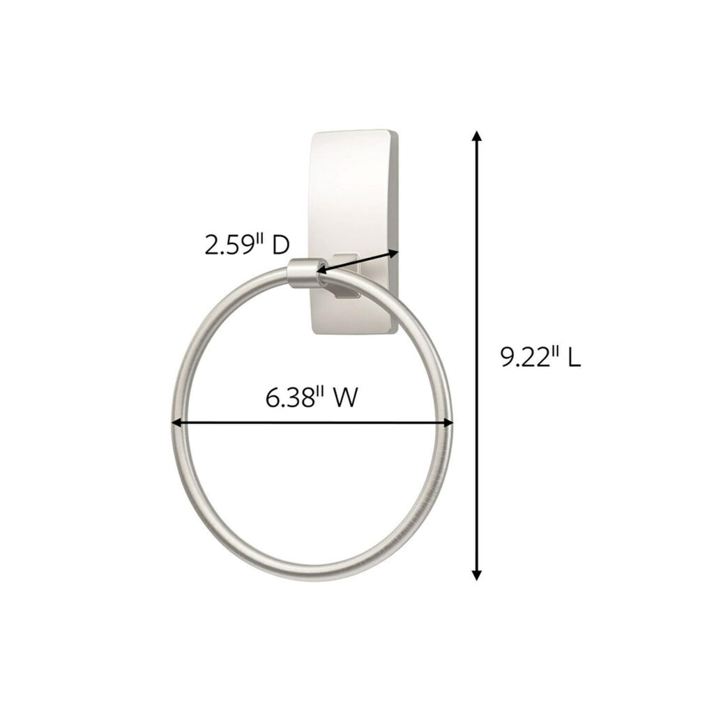 Command Hand Towel Holder Satin Nickel with Water Resistant Command Strips, Rust Resistant Bathroom Organizer, Holds up to 5 lbs