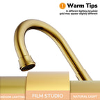 4 inch Brushed Gold Bathroom Sink Faucet with Pop-up Drain and 2 Supply Hoses, Stainless Steel Lead-Free 2-Handle Centerset Faucet for Bathroom Sink Vanity RV