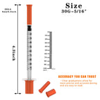 U-100 Disposable Syringes with Needle – 1ml/cc, 30G 5/16" (8mm), Individually Wrapped,30Pack