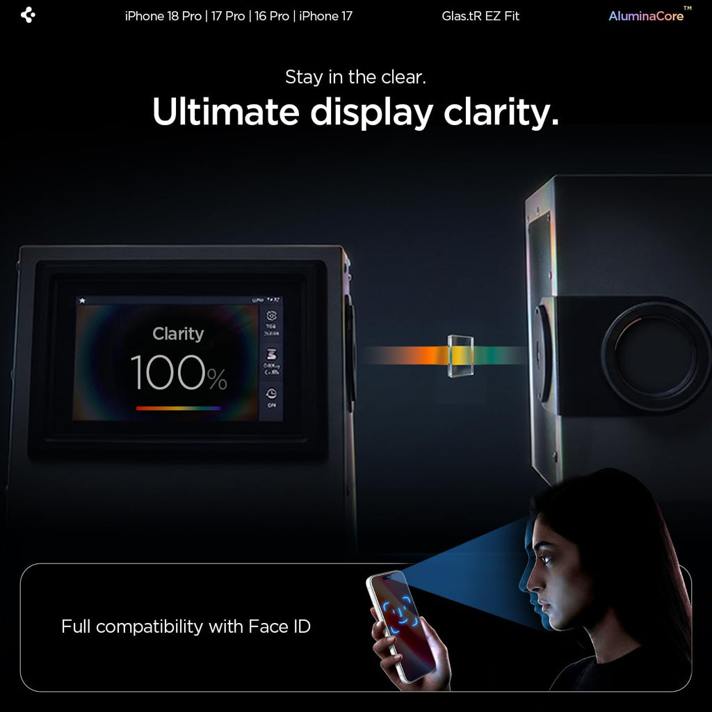 Spigen GlasTR EZ FIT Screen Protector for iPhone 18 Pro, 17 Pro, 17, 16 Pro