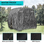 10L0L 4 Passenger Golf Cart Cover Fits EZGO, Club Car, Yamaha, 400D Waterproof Windproof Sunproof Outdoor All-Weather Polyester Full Cover with Three Zipper Doors - Black