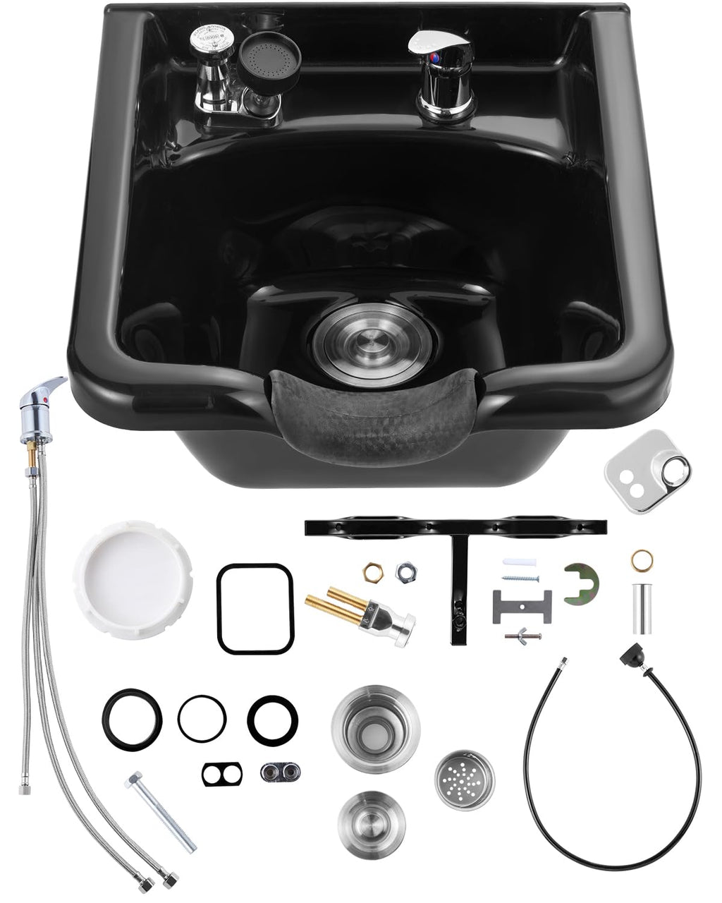 VEVOR Shampoo Basin, Black Hairdresser Sink Shampoo Bowl Sink, ABS Plastic Salon and Spa Hair Washing Sink, Hair Backwash Basin Beauty Salon Equipment for Hair Stylists
