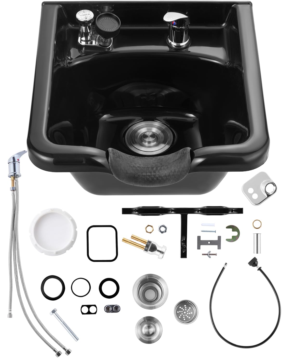 VEVOR Shampoo Basin, Black Hairdresser Sink Shampoo Bowl Sink, ABS Plastic Salon and Spa Hair Washing Sink, Hair Backwash Basin Beauty Salon Equipment for Hair Stylists