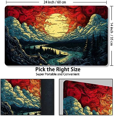 Playmat for MTG, with Free Storage Bags,Game Mat 24 x 14 inches, TCG and Board Game Mat for Cards,Mousepad Desk Mats (Regular,Magic Mat 9)