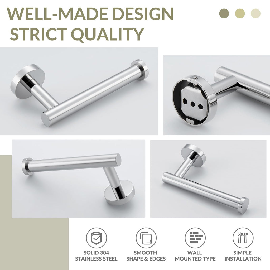 Toilet Paper Holder Polished Chrome, APLusee 304 Stainless Steel Tissue Roll Hanger, Round TP Roll Dispenser for Bathroom Kitchen Washroom, Wall Mount