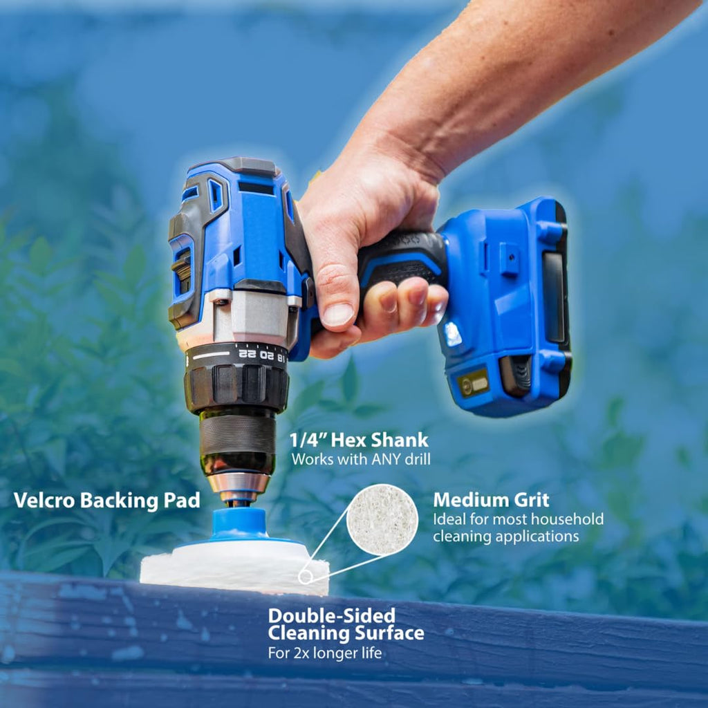 RotoScrub 7 Pack Drill Brush Set for Deep Cleaning, Scratch Resistant, Bathroom, Oven, Countertops, Sinks, Soap Scum, Tile, Boats, Patio Furniture & More