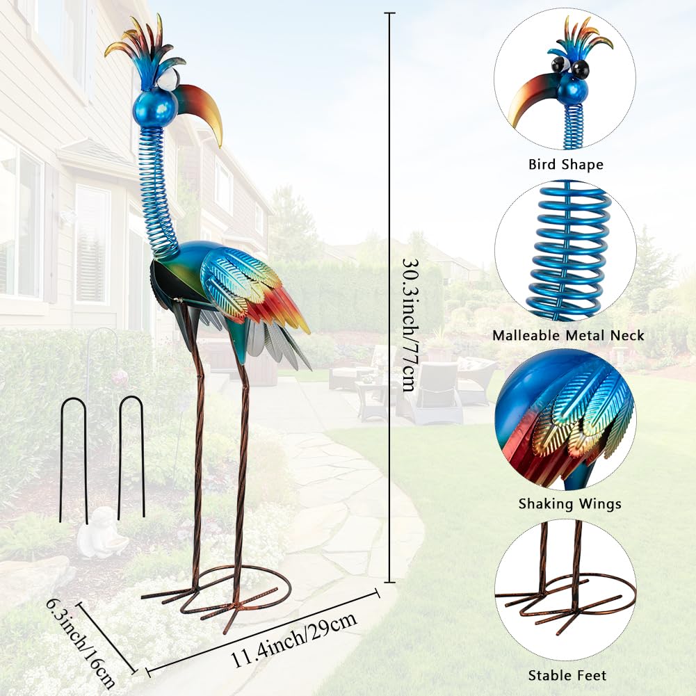DREAMSOUL Metal Bird Garden Statues 30" Funny Patio Lawn Decor