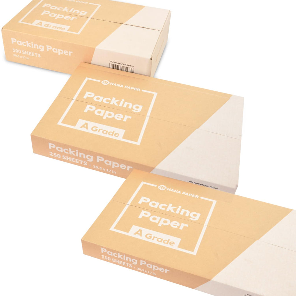HANA PAPER 30.5" x 17" Large size (500 sheets, 17.6lb) Packing Paper Sheets for Moving, A grade of Newsprint paper for wrapping, storage, shipping. Box packaged. Ideal for wrap dish, glassware.