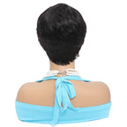 YOUKNOWIG Pixie Short Straight Wig for Black Women 100% Brazilian Human Hair Machine Made Natural Black