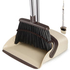 XXFLOWER Broom and Dustpan Set, Dustpans with Broom Combo for Home, Heavy Dust Broom and Dustpan Combo, Long Handle Dust Pan and Broom Set for Kitchen, Office, Pet Hair,Beige, Pack of 1