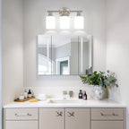 Zarbitta 3-Light Bathroom Light Fixtures, Brushed Nickel Vanity Light, Farmhouse Wall Lights with Milky White Frosted Glass Shades, Bathroom Wall Lamp for Mirror Kitchen Bedroom Hallway Living Room