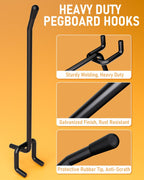 INCLY 60 Pack 2/4/6 Inch Black Pegboard Hooks, 1/4" Heavy Duty