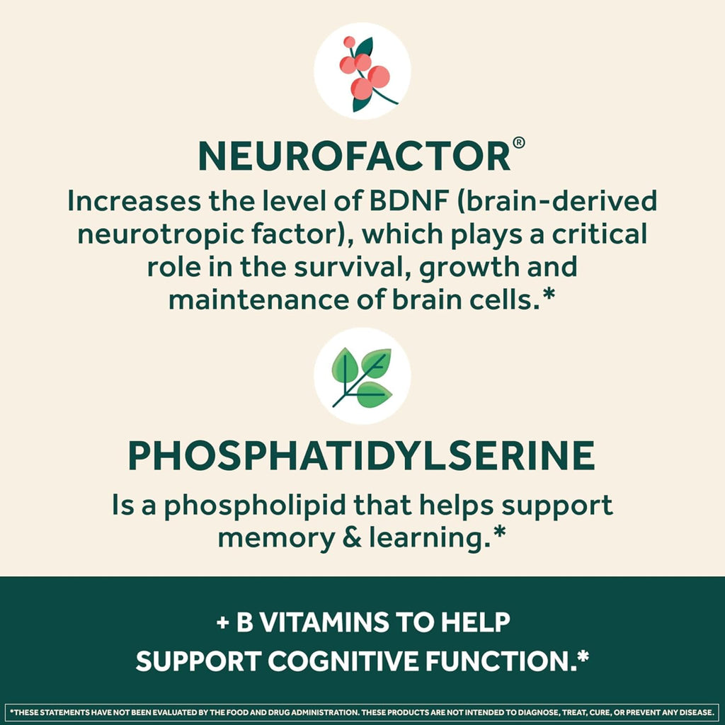 NEURIVA Plus Brain Supplement for Memory, Focus & Concentration + Cognitive Function with Clinically Tested Nootropics Phosphatidylserine and Neurofactor, VIT B6 & B12, 30 Count Capsules (2 Pack)
