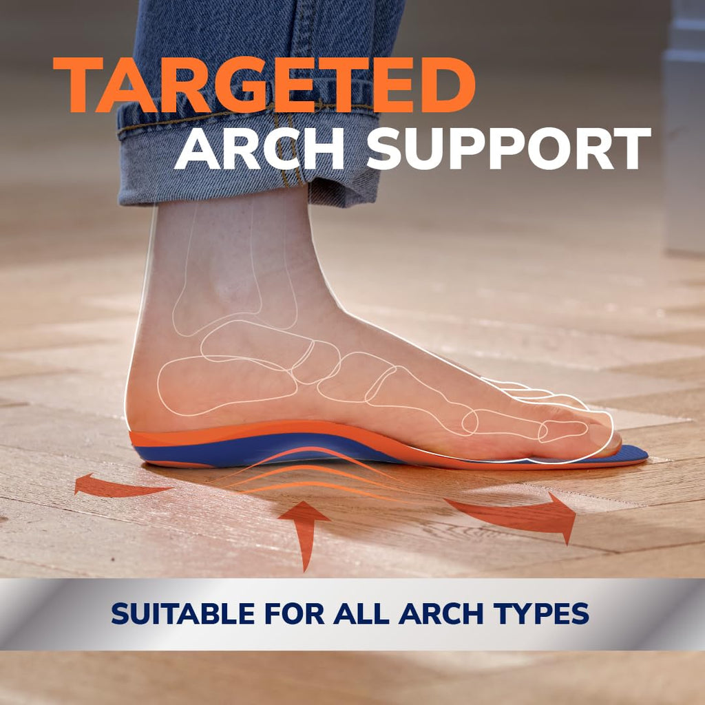 Dr. Scholl’s Advanced Pain Relief Insoles for Men Women, Heavy Duty Orthotics for Work Shoes & Boots, Plantar Fasciitis & Arch Support, Shock-Absorbing, up to 340 lbs, Men 8.5-9, Women 9.5-10