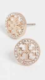 Tory Burch Women's Miller Pave Stud Earrings, Tory Gold/Crystal, One Size