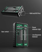 TESMEN TLP-123A Network Cable Tester for RJ11 RJ45, Ethernet Wire Tool for CAT5/CAT5E/CAT6/CAT6A/CAT7/UTP&STP, LAN & TEL Continuity Test, Suitable for Cable Maintenance - Green