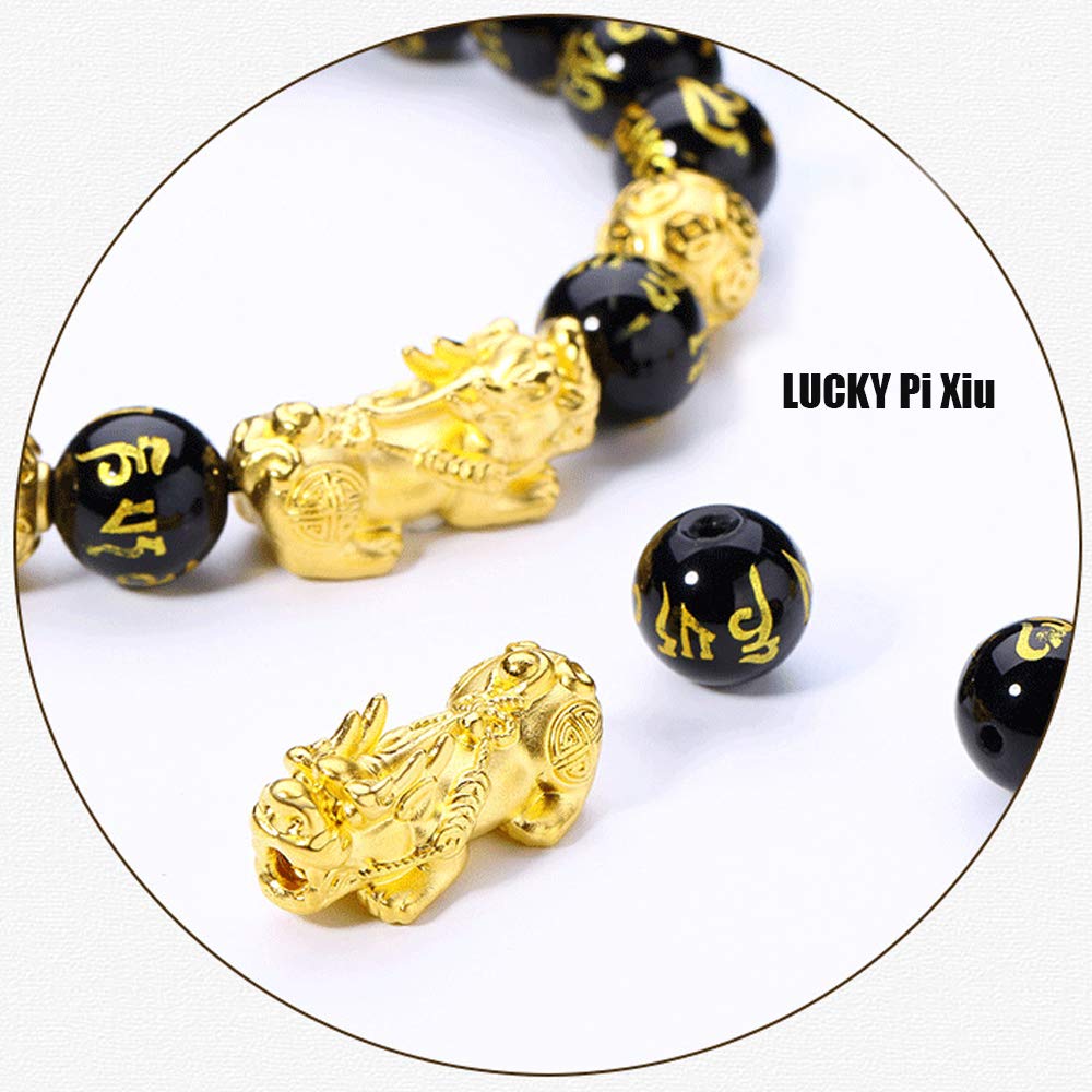 SOOWOOT Feng Shui Wealth and Luck Bracelet for Men and Women: 3Pcs Set with Pixiu and Black Obsidian, Brings Prosperity, Offers Protection, Attracts Good Fortune and Repels Evil Spirits