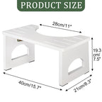 Foldable Toilet Stool, 7 Inch Poop Stool for Bathroom, Bamboo Toilet Stool Squat Adult, Collapsible Squatting Potty Stool with Non-Slip Strip - Improve Squatting Posture and Comfort, White