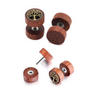 JOVIVI 8 Pairs 18G/16G Wood Faux Gauges Earrings For Men Women Punk Stainless Steel Turquoise Barbell Stud Earrings Fake Flesh Ear Tunnels Expander Plugs 00G Gauge Look