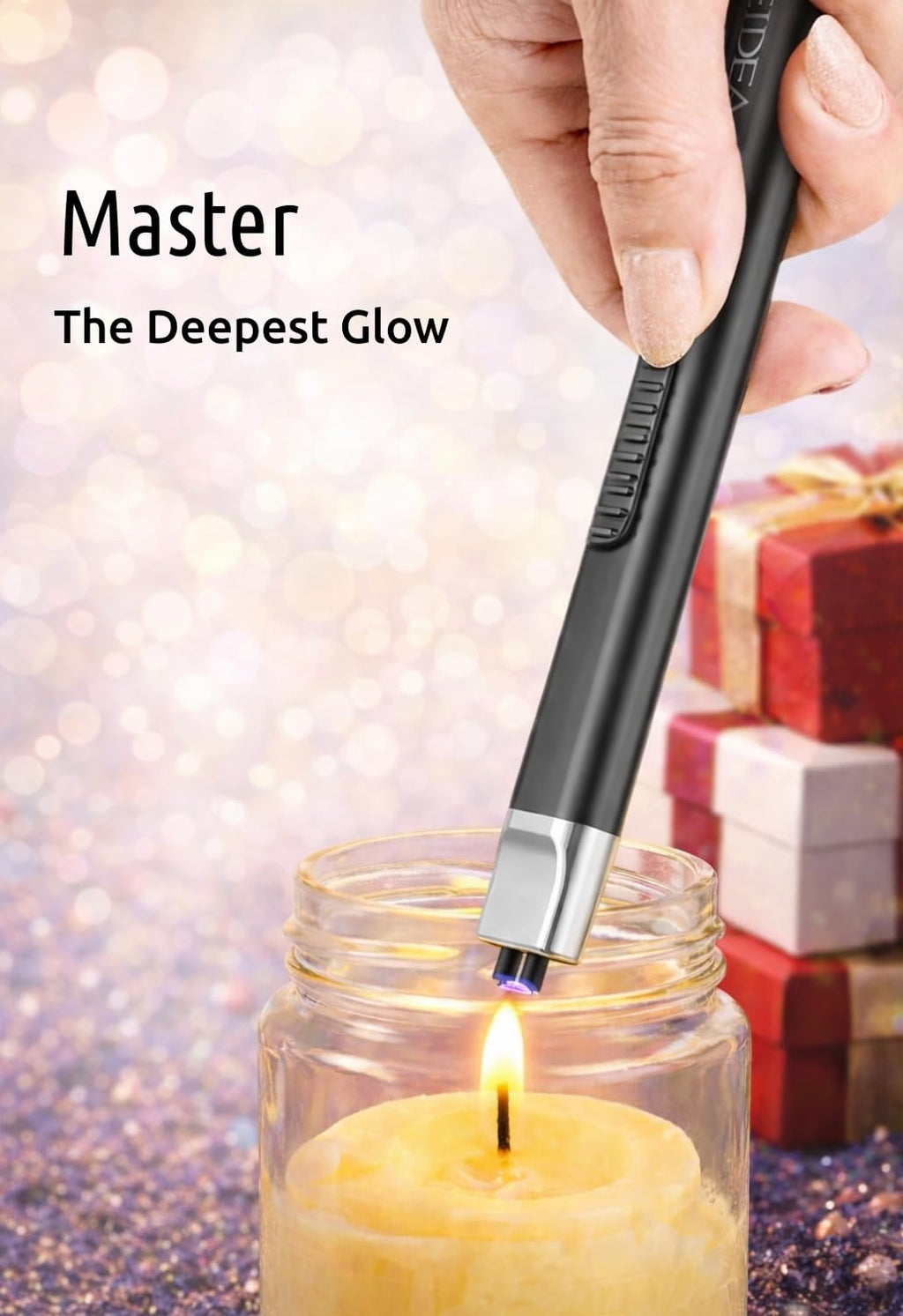 REIDEA 2 Pack Electric Arc Lighter, Windproof Flameless USB Rechargeable with Safe Button and Power Indicator for Candle, BBQ and Fireworks, Obsidian Black