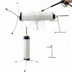Skimzy Pool Filter Cleaner Stand, Dual-Mode Upright & Lay-Down Cleaning System with Support Bar, Smooth Bearing Rotation, Fits 3"/4"/6" Center Hole Cartridge Filters Up to 35"