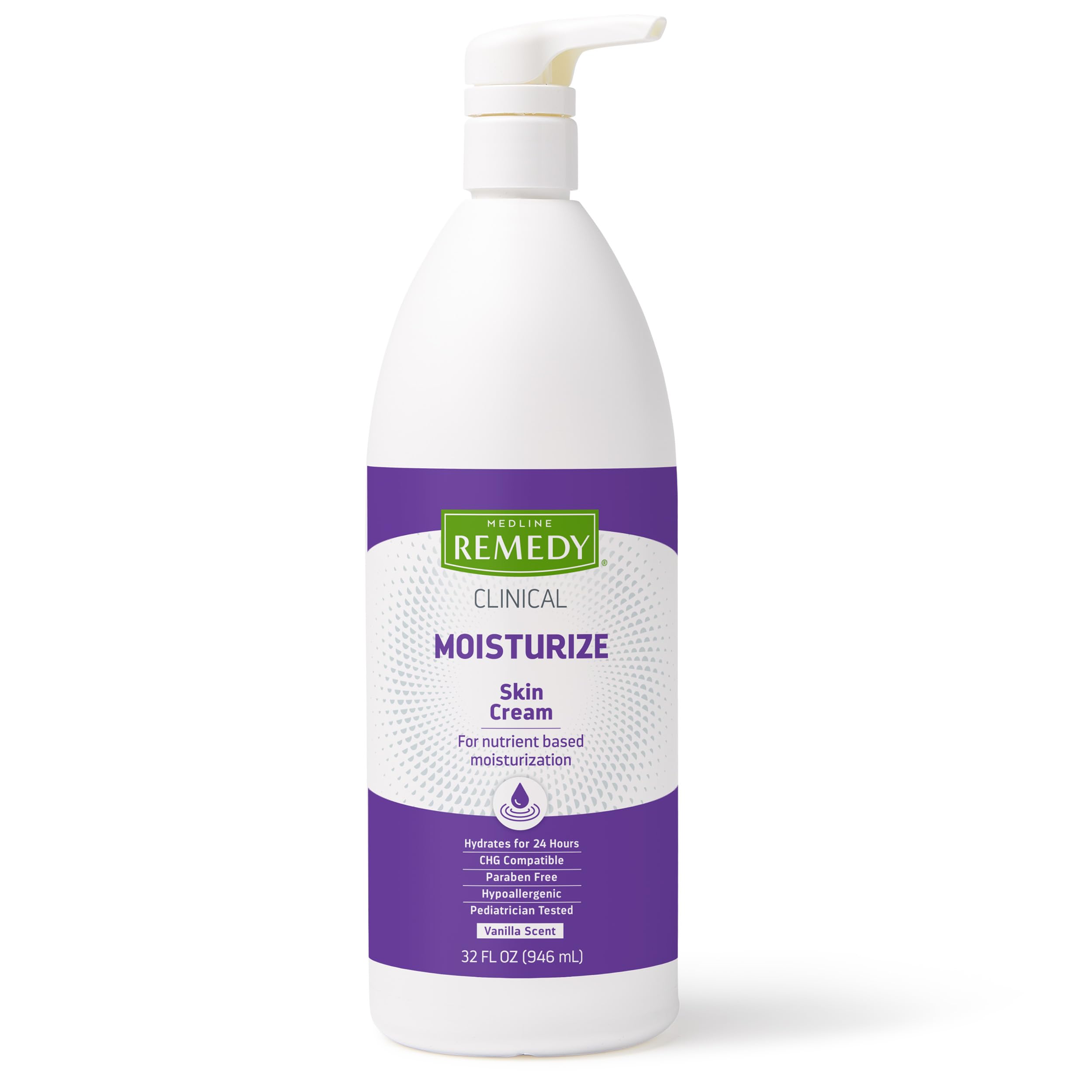 Medline Remedy Clinical Skin Cream, Nourishing Formula for Dry Skin, 32 oz. Pump Bottle