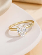 EAMTI 3CT Engagement Rings for Women Oval Cut CZ Solitaire Promise Wedding Bands Travel Ring 14K Gold Plated Size 8