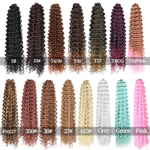 Curly Crochet Hair,Ocean Wave Crochet Hair 22Inch Curly Braiding Hair for Boho Braids Synthetic Hair Extensions for Women(22 Inch,3pack,#1B/TBug)