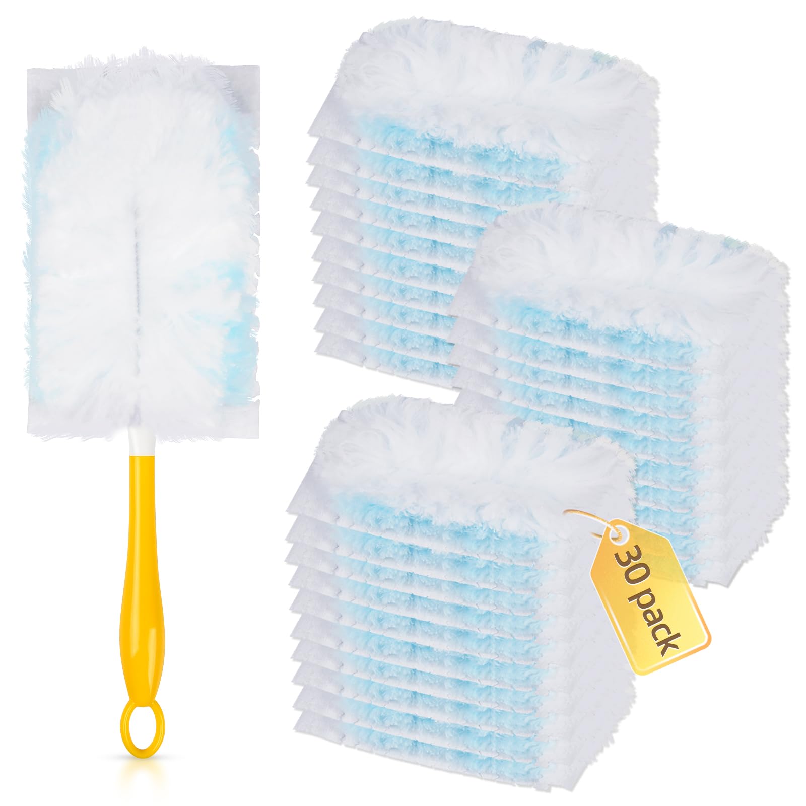 30 Count Duster Refills Compatible with Dusters 180° Handle Dusters, 180° Heavy Duty Multi-Surface Duster Replacement with 1 Standard Handle, Unscented