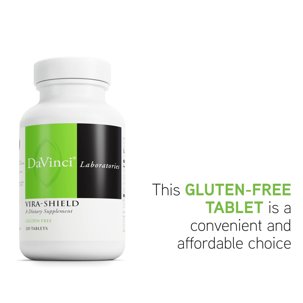 DAVINCI Labs Vira-Shield - Dietary Supplement to Support Detox, Immune System and Healthy GI Function* - with Black Walnut, Wormwood, Olive Leaf, PAU D’Arco, and More - Gluten-Free - 120 Tablets